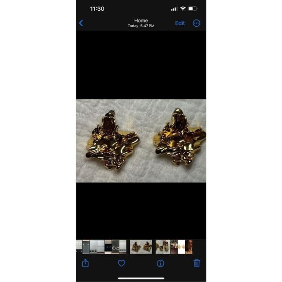 Luxurious Amber Sceats Reese Earrings Rich 24k GP Gold Nugget NEW - Picture 6 of 6